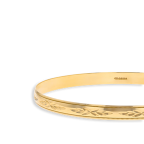 9ct Yellow Gold 5mm Diamond Cut Leaf Stacking Bangle