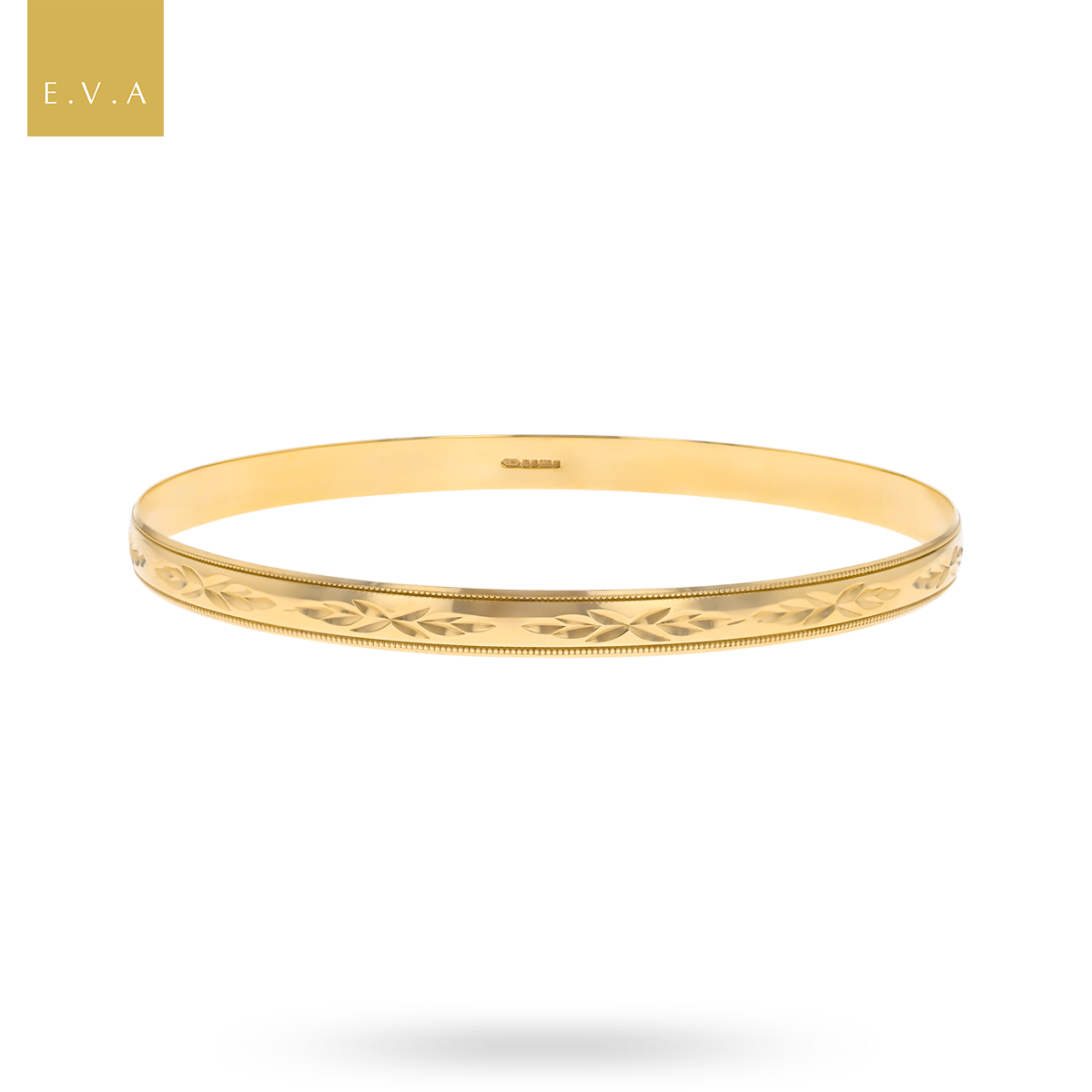 9ct Yellow Gold 5mm Diamond Cut Leaf Stacking Bangle