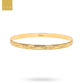 9ct Yellow Gold 5mm Diamond Cut Leaf Stacking Bangle