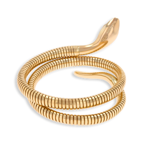 9ct Yellow Gold Diamond Set Double Coiled Snake Bracelet