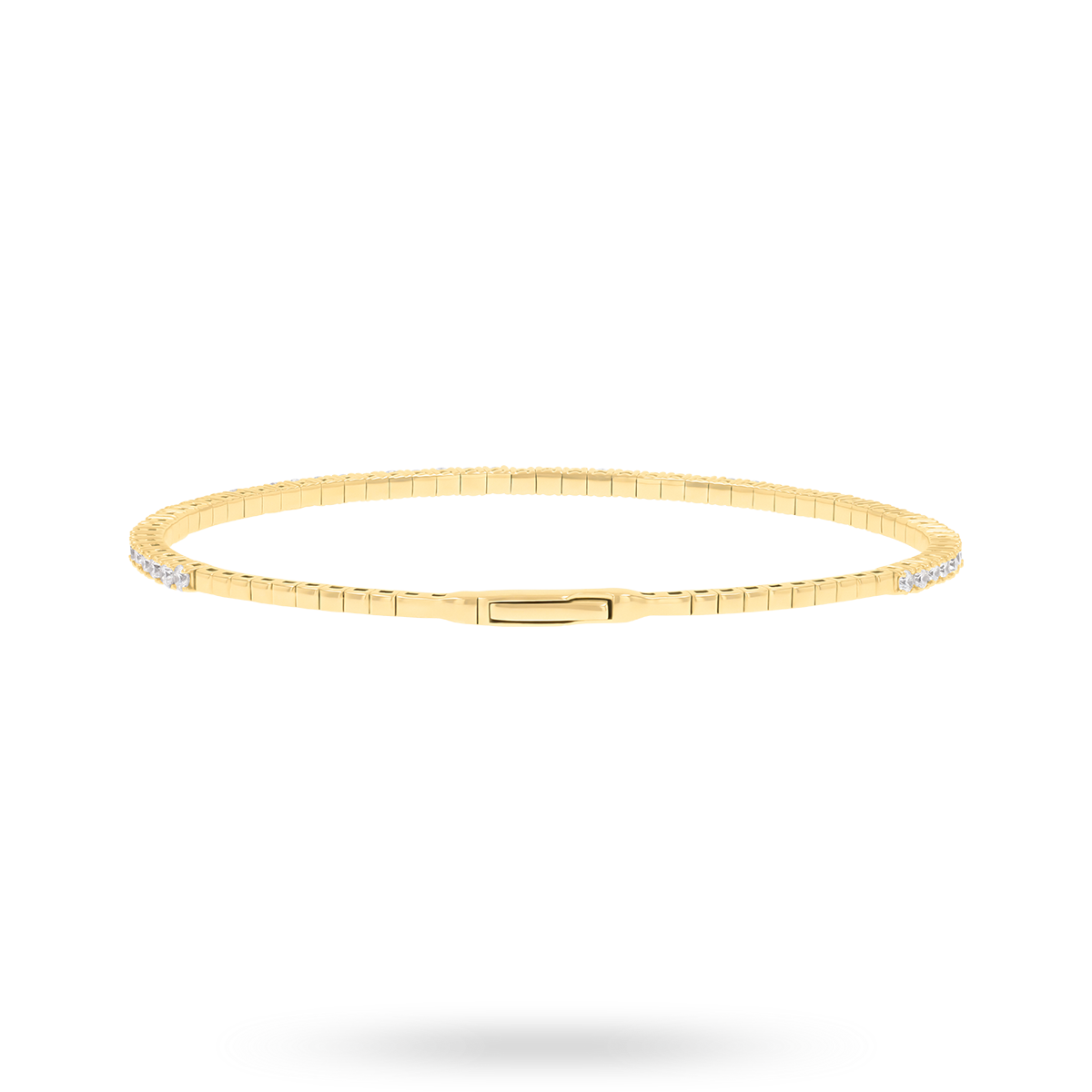 9ct Yellow Gold Diamond Tennis Flexible Bangle