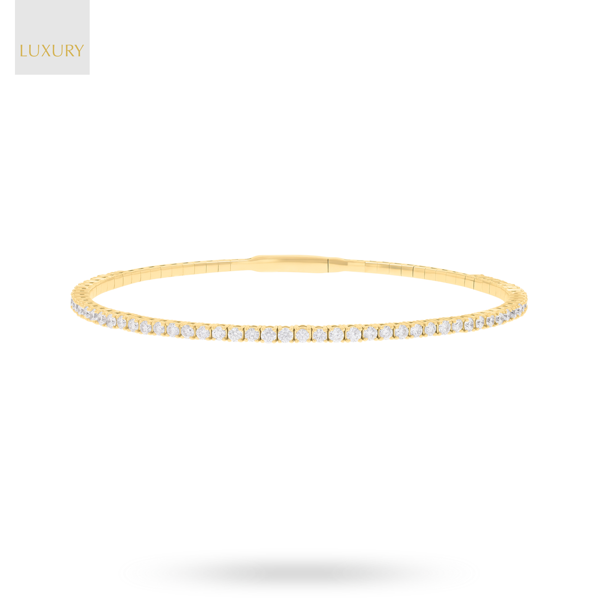 9ct Yellow Gold Diamond Tennis Flexible Bangle