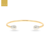 9ct Yellow & White Gold 3mm Solid Torque Bangle