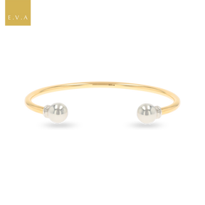 9ct Yellow & White Gold 3mm Solid Torque Bangle