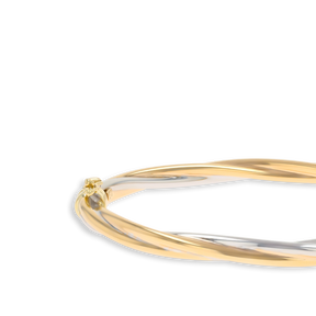 9ct Two Colour Gold Plain Twisted Tension Bangle