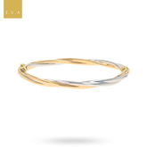 9ct Two Colour Gold Plain Twisted Tension Bangle
