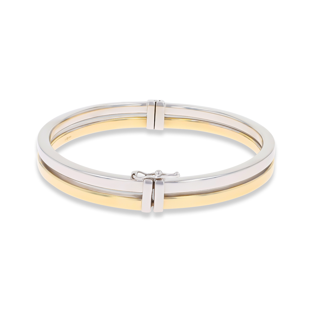 9ct Two Colour Gold Double Band Tension Bangle