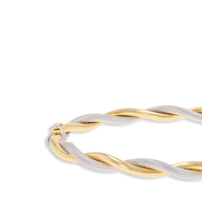 9ct Two Colour Gold Plain & Patterned Double Twist Tension Bangle