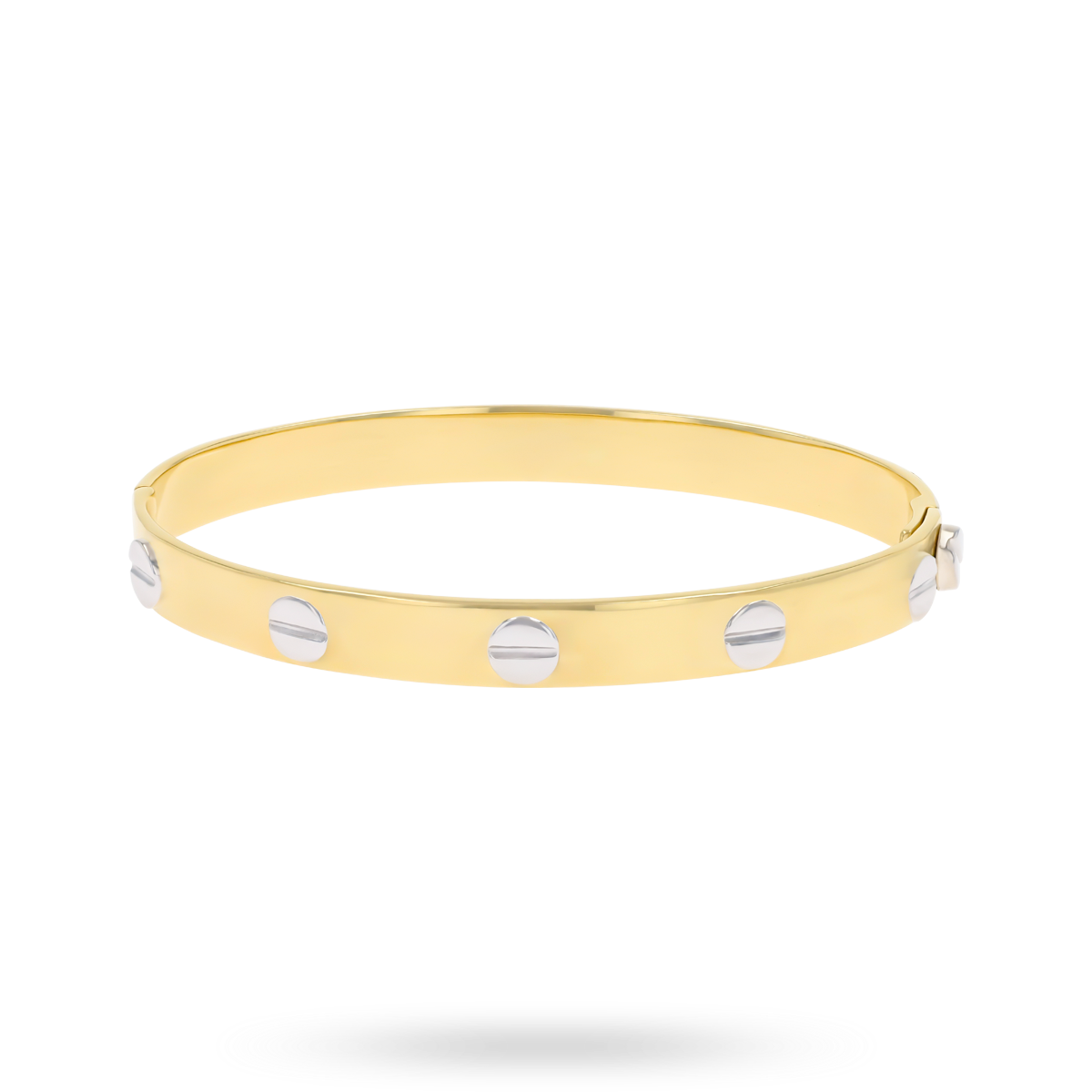 9ct Two Colour Gold 6.5mm Solid Screw Bangle