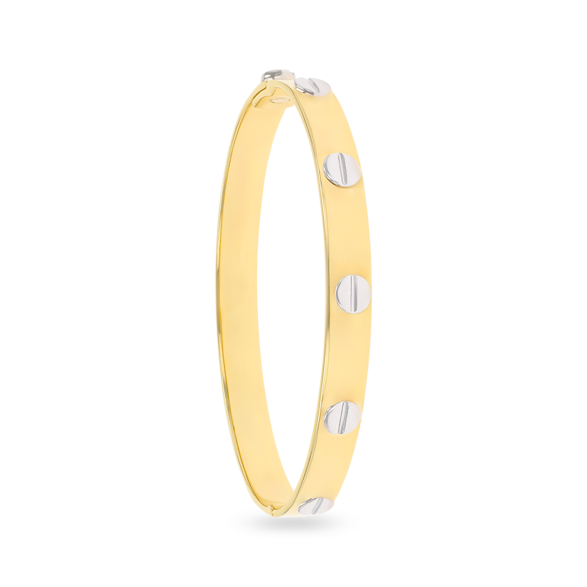 9ct Two Colour Gold 6.5mm Solid Screw Bangle