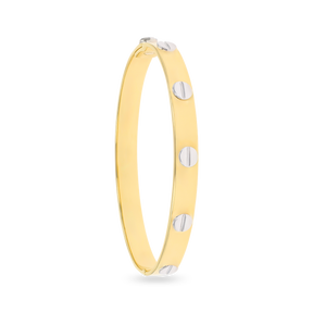 9ct Two Colour Gold 6.5mm Solid Screw Bangle