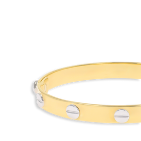 9ct Two Colour Gold 6.5mm Solid Screw Bangle