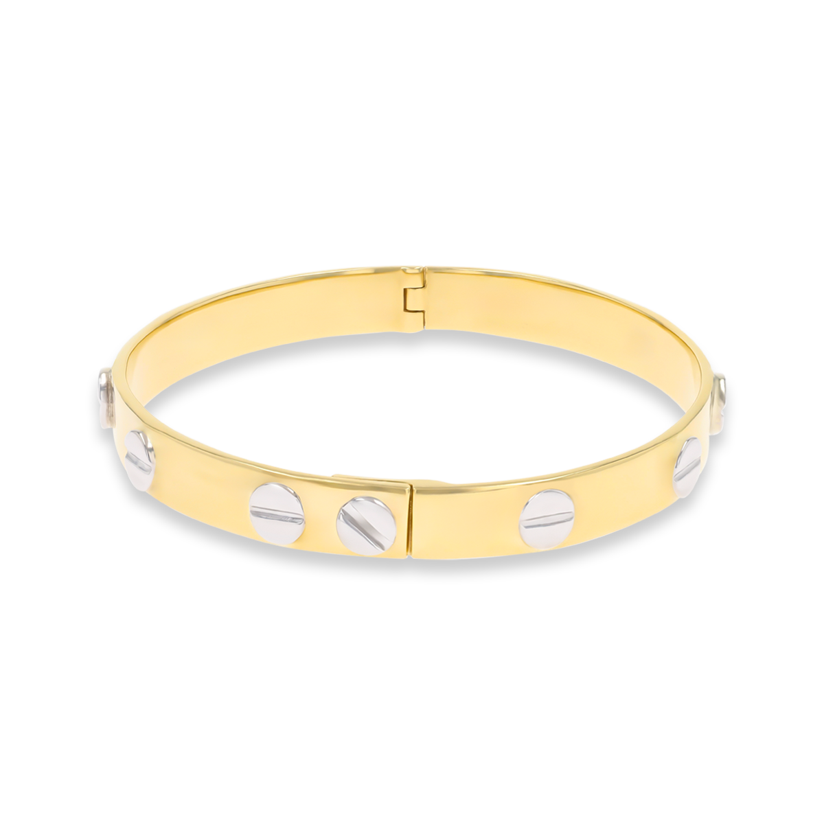 9ct Two Colour Gold 6.5mm Solid Screw Bangle