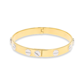 9ct Two Colour Gold 6.5mm Solid Screw Bangle