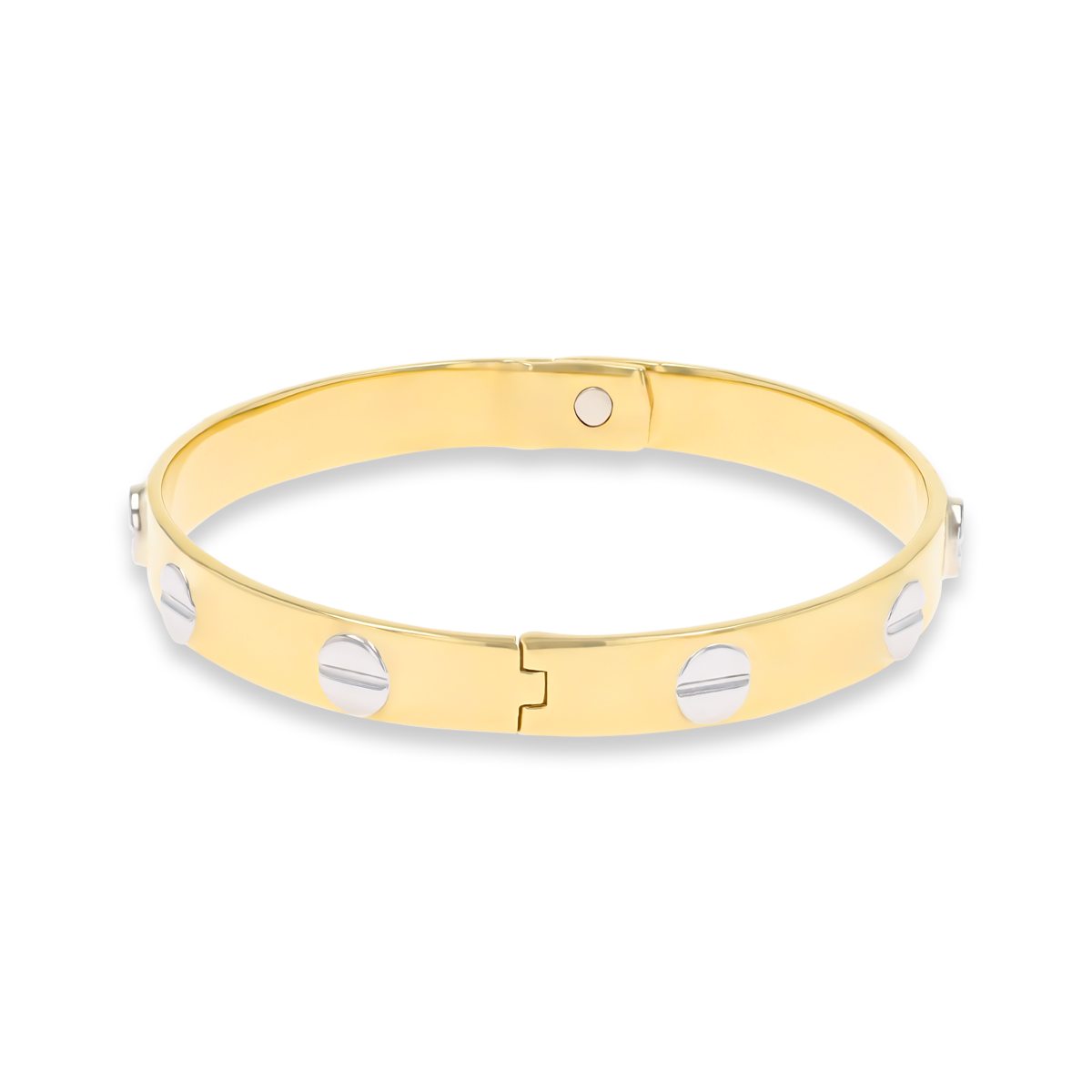 9ct Two Colour Gold 6.5mm Solid Screw Bangle