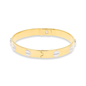 9ct Two Colour Gold 6.5mm Solid Screw Bangle