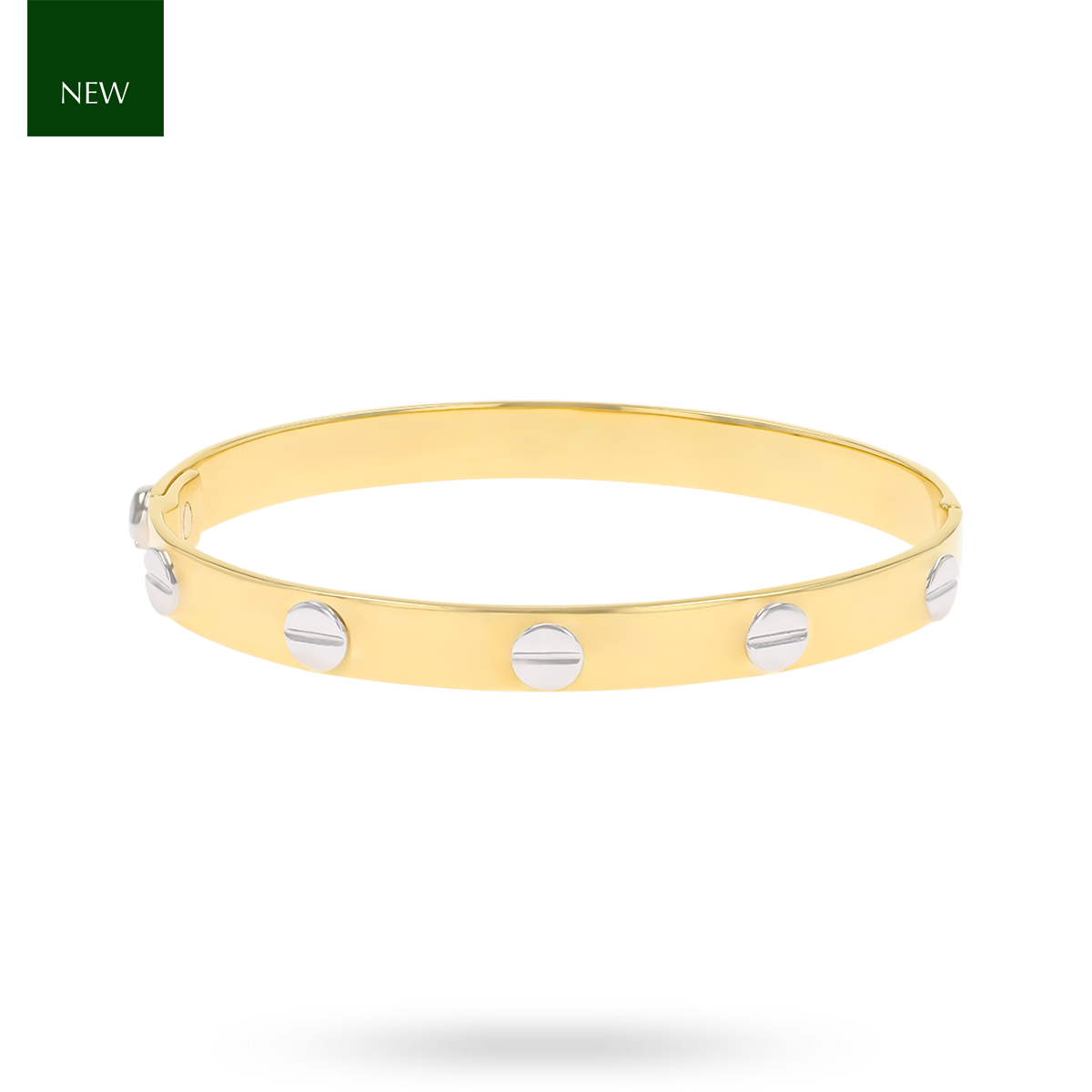 9ct Two Colour Gold 6.5mm Solid Screw Bangle
