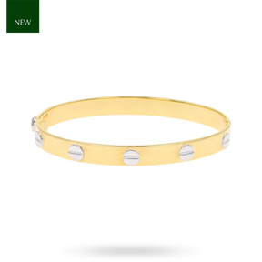 9ct Two Colour Gold 6.5mm Solid Screw Bangle