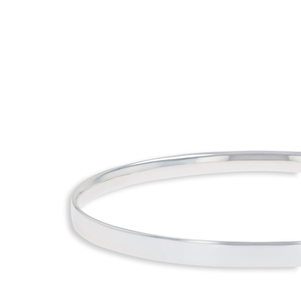 Sterling Silver Solid 5mm Oval Shaped Bangle