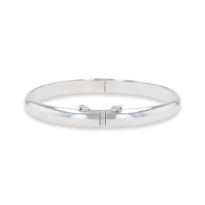 Sterling Silver Plain 7mm D Shaped Hinged Solid Bangle