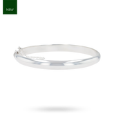 Sterling Silver Plain 7mm D Shaped Hinged Solid Bangle