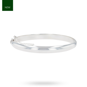 Sterling Silver Plain 7mm D Shaped Hinged Solid Bangle