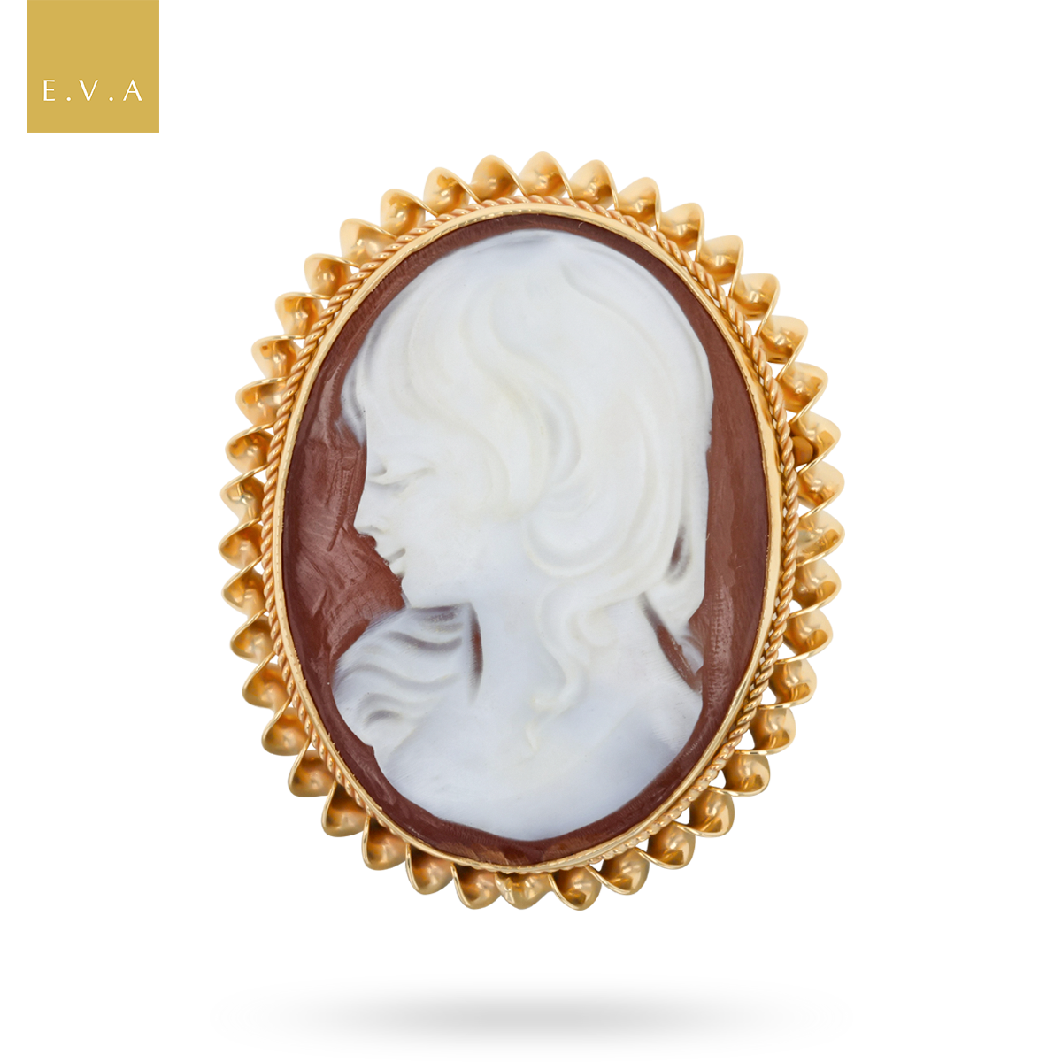 9ct Yellow Gold 25x19mm Oval Shaped Shell Cameo Brooch