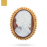 9ct Yellow Gold 25x19mm Oval Shaped Shell Cameo Brooch