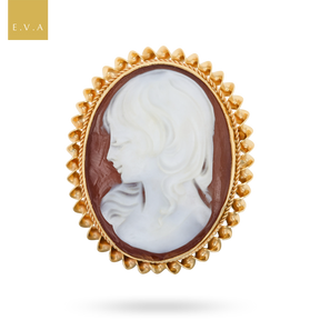 9ct Yellow Gold 25x19mm Oval Shaped Shell Cameo Brooch