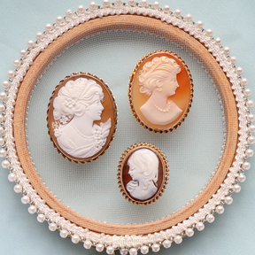9ct Yellow Gold Oval Shaped Shell Cameo Brooches 