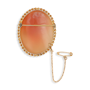 9ct Yellow Gold 35x27mm Oval Shaped Shell Cameo Brooch