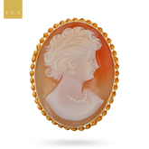 9ct Yellow Gold 35x27mm Oval Shaped Shell Cameo Brooch