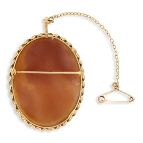 9ct Yellow Gold 39x30mm Oval Shaped Shell Cameo Brooch