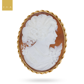 9ct Yellow Gold 39x30mm Oval Shaped Shell Cameo Brooch