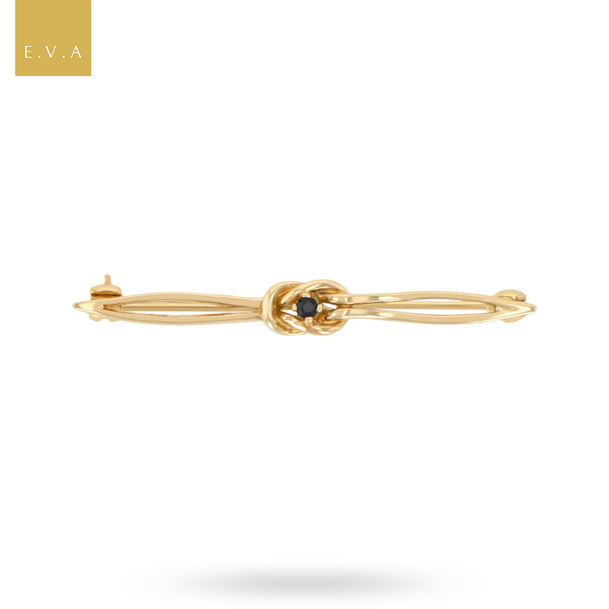 9ct Yellow Gold Sapphire Love Knot Brooch