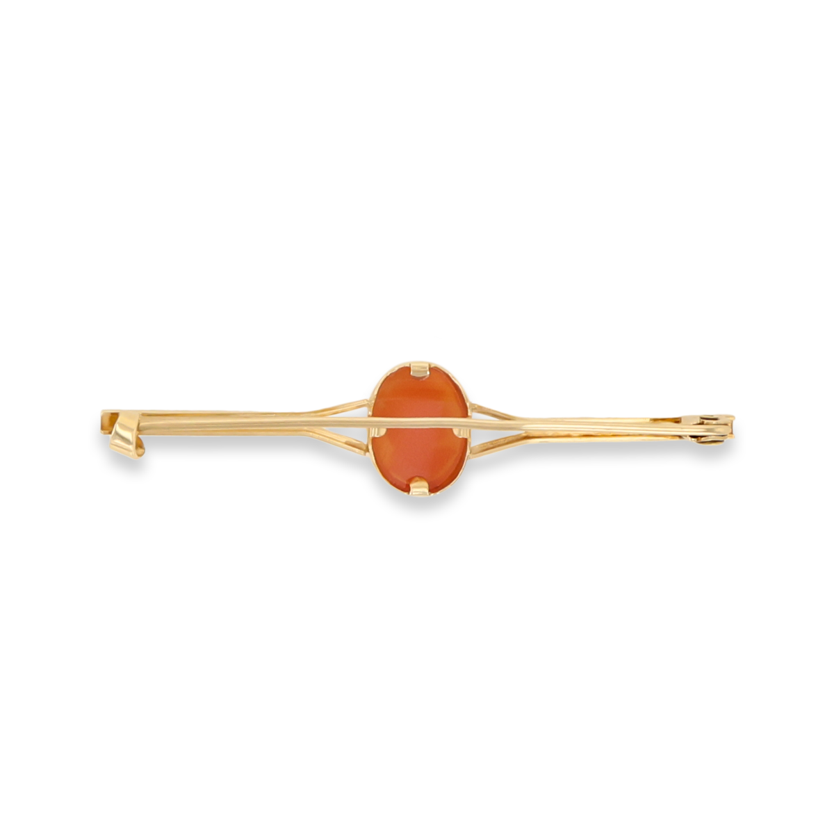 9ct Yellow Gold Oval Shaped Cameo Bar Brooch