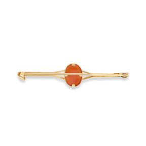 9ct Yellow Gold Oval Shaped Cameo Bar Brooch