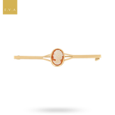 9ct Yellow Gold Oval Shaped Cameo Bar Brooch