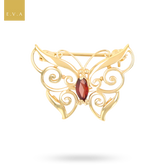 9ct Yellow Gold Garnet Set Butterfly Brooch