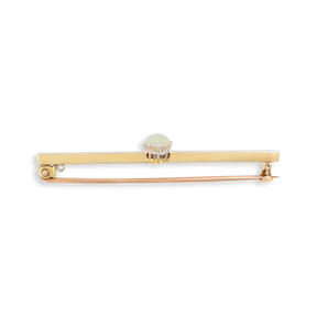 9ct Yellow & White Gold Opal Solitaire Bar Brooch