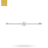 9ct Yellow & White Gold Opal Solitaire Bar Brooch
