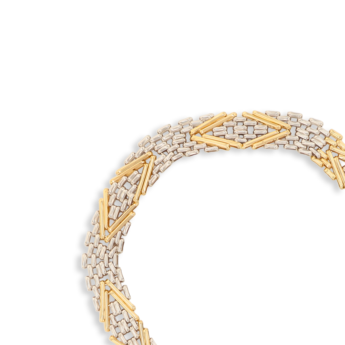 14ct Yellow & White Gold 7.5" Chevron Gate Bracelet