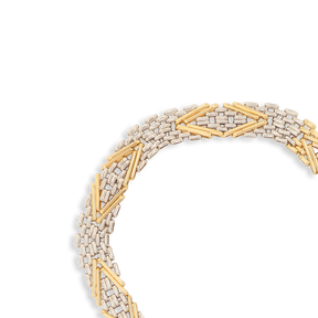 14ct Yellow & White Gold 7.5" Chevron Gate Bracelet