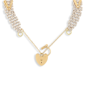 14ct Yellow & White Gold 7.5" Chevron Gate Bracelet