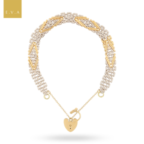 14ct Yellow & White Gold 7.5" Chevron Gate Bracelet