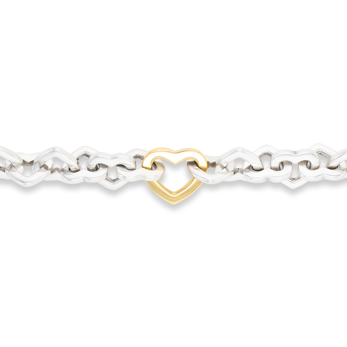 Tiffany & Co. 18ct Yellow Gold & Sterling Silver Heart Link Bracelet
