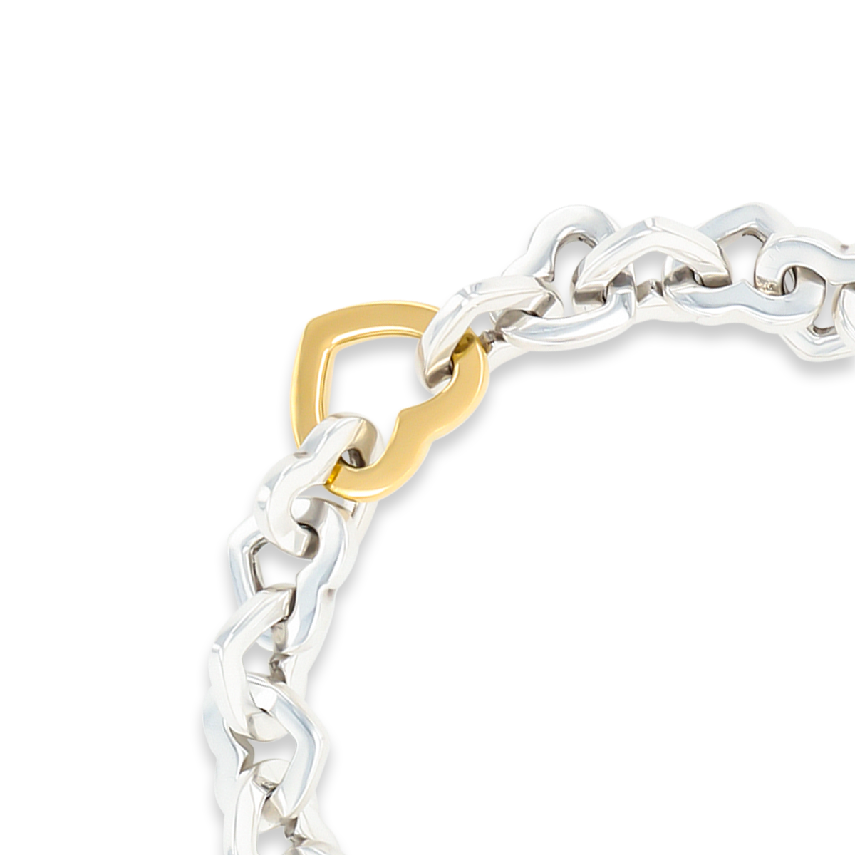 Tiffany & Co. 18ct Yellow Gold & Sterling Silver Heart Link Bracelet