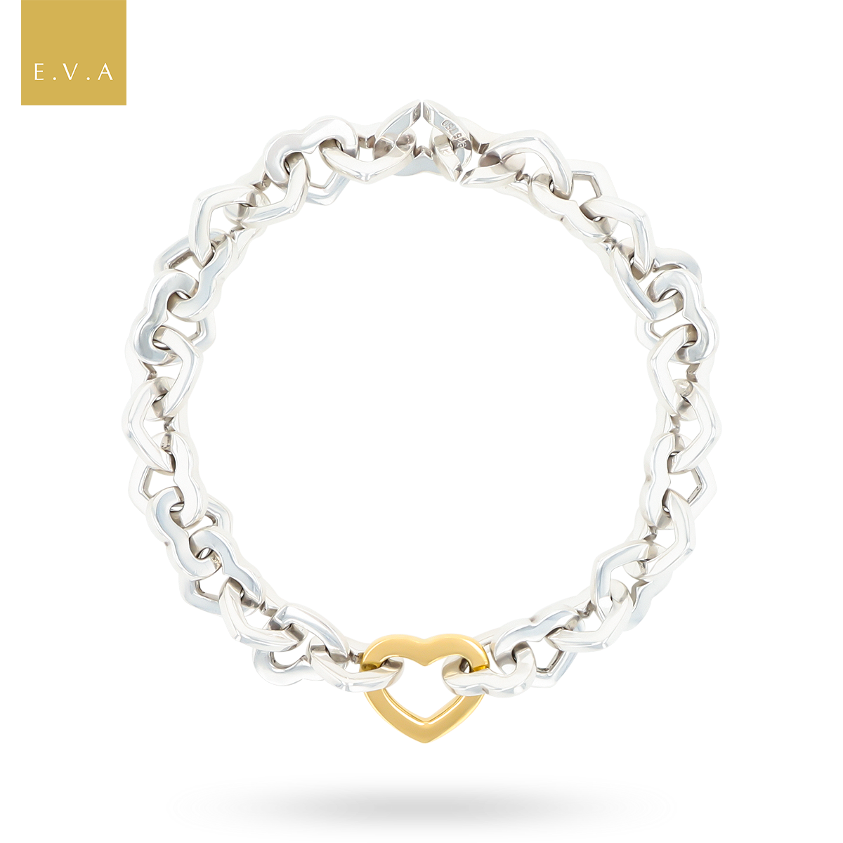 Tiffany & Co. 18ct Yellow Gold & Sterling Silver Heart Link Bracelet