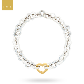 Tiffany & Co. 18ct Yellow Gold & Sterling Silver Heart Link Bracelet