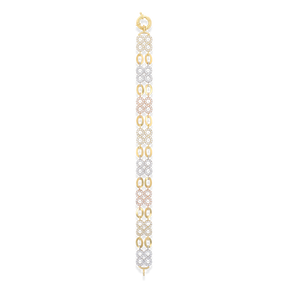 9ct Three Colour Gold Cubic Zirconia Infinity & Oval Link Bracelet